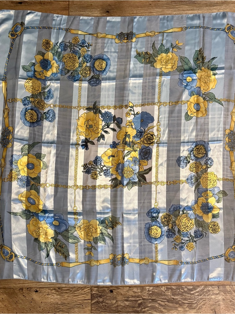 Blue & Yellow Floral Square Scarf/Wrap 39x39